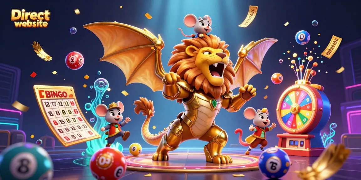 Experience the thrill of the Direct website with games and vibrant bonuses in a stunning 3D scene.