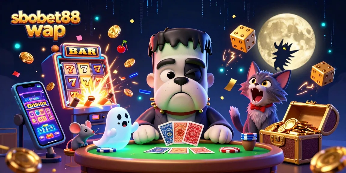 Play exciting games and win big with sbobet88 wap in a thrilling 3D casino illustration.