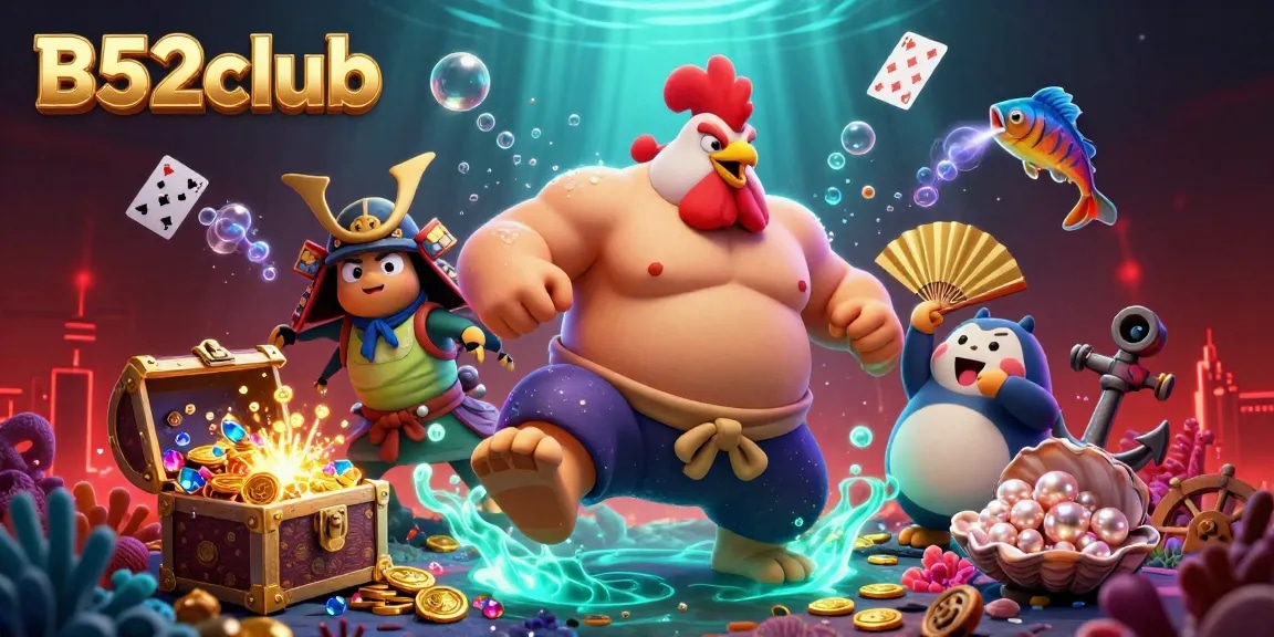 Experience explosive gaming with B52club's thrilling underwater adventure featuring a powerful sumo rooster and samurai cricket.