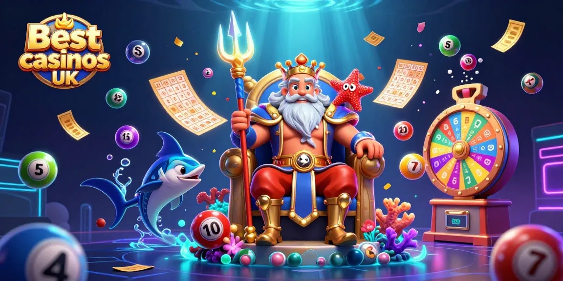Experience thrilling action at the Best casinos UK, featuring dynamic lottery elements and gaming excitement in a vibrant 3D illustration.