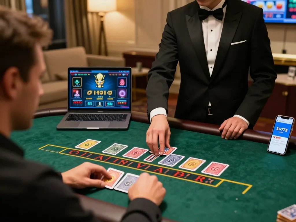 Engaging blackjack gameplay on km777 platform, highlighting strategic betting and immersive online experience.