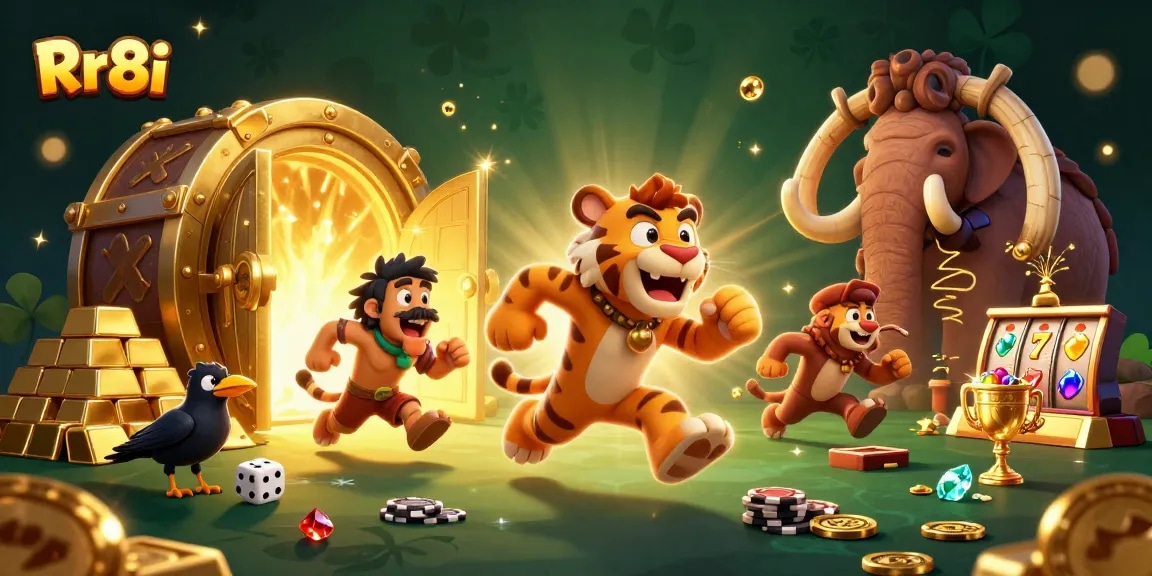 Experience thrilling gameplay at Rr8i with a vibrant casino scene featuring iconic slot elements.