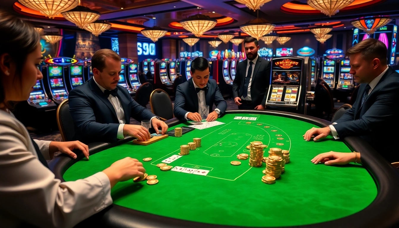 Experience the excitement of king88 with elegant gambling tables and vibrant casino activities.
