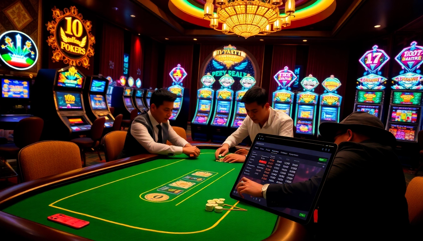 Experience the excitement of gambling with https://luongsontv5.com/, showcasing a thrilling poker table scene.