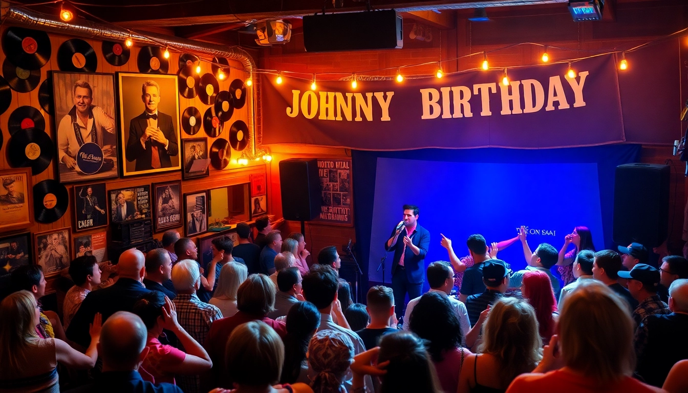Johnny Cash birthday celebration at johnnycashbirthday.com featuring vintage decor and live music.