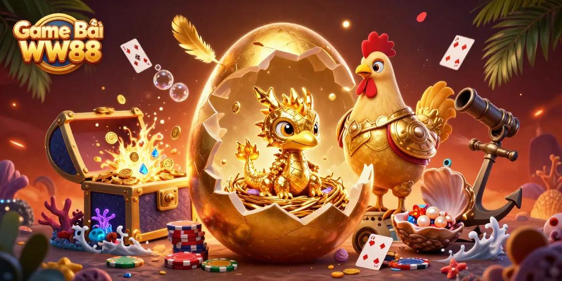 Win big with Game Bài WW88 as a golden dragon guards poker chips and treasures in a vibrant casino.