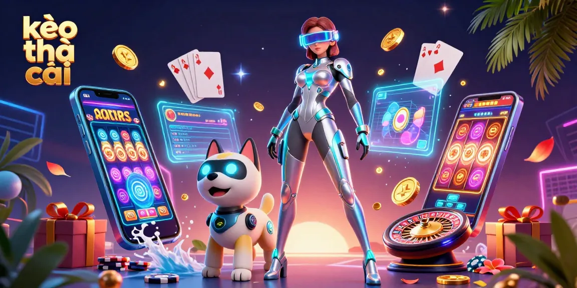 Experience the thrill of kèo nhà cái with a vibrant 3D illustration showcasing sports and casino action.