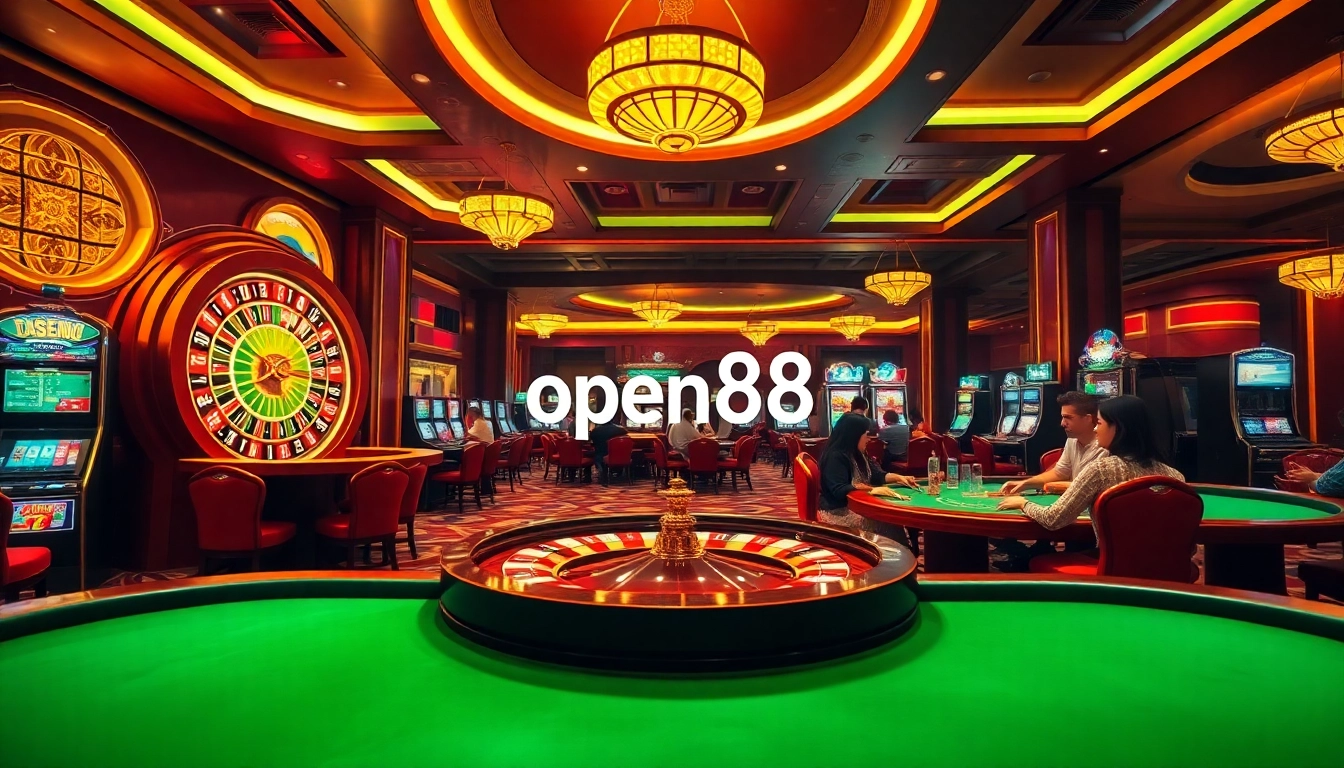 Experience the excitement of open88 casino with vibrant gaming tables and slot machines.