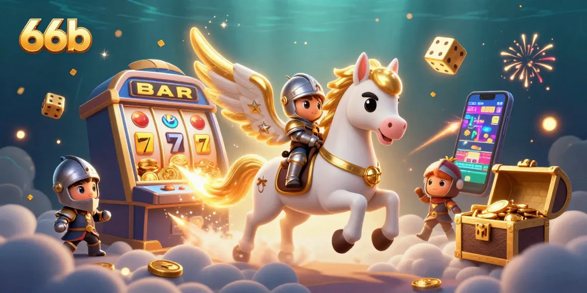 Experience thrilling jackpots with the captivating 66b slot machine in this lively casino illustration.