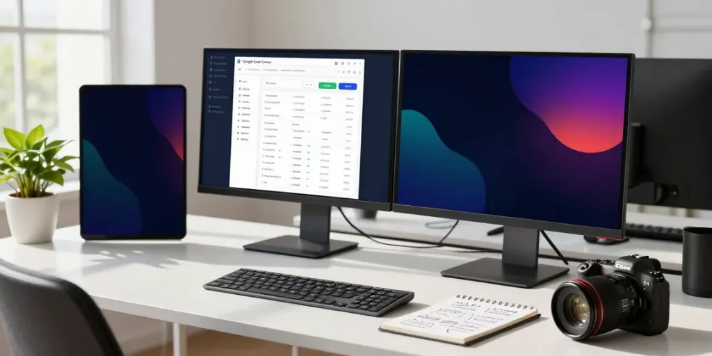 Digital marketer utilizing instant indexing tools at a modern desk filled with analytics.