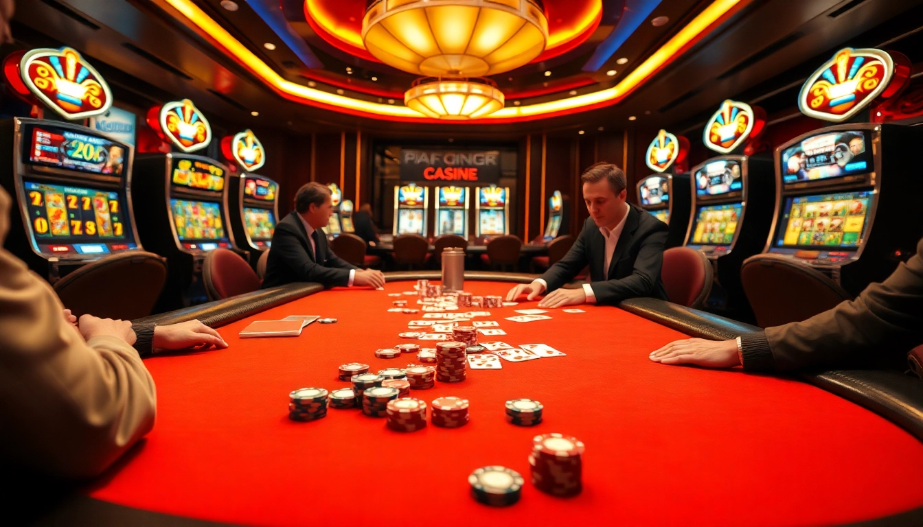 Exciting poker game at a luxury casino, highlighting 88xx01 with vibrant chips and dealer.