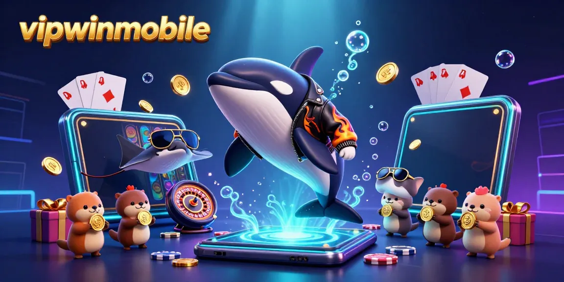 Engage with exciting slot gaming at vipwinmobile, featuring vibrant characters and golden coins in an underwater casino.