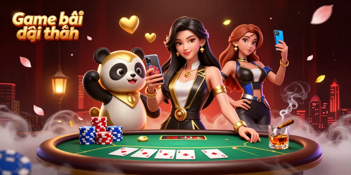 Play Game bài đổi thưởng while enjoying a vibrant casino atmosphere with engaging characters.