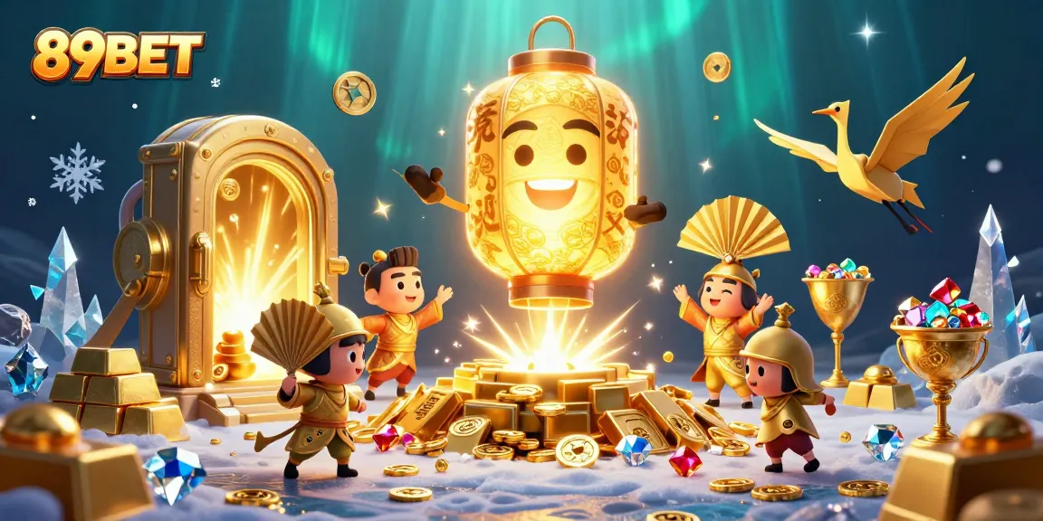 Engage in thrilling casino adventures with 89BET in this vibrant illustration of a golden lantern spirit.
