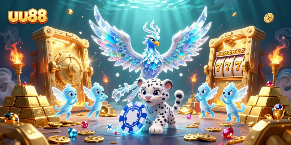 Experience thrilling gaming at uu88 with a vibrant 3D scene showcasing a fantastical casino adventure filled with treasure.