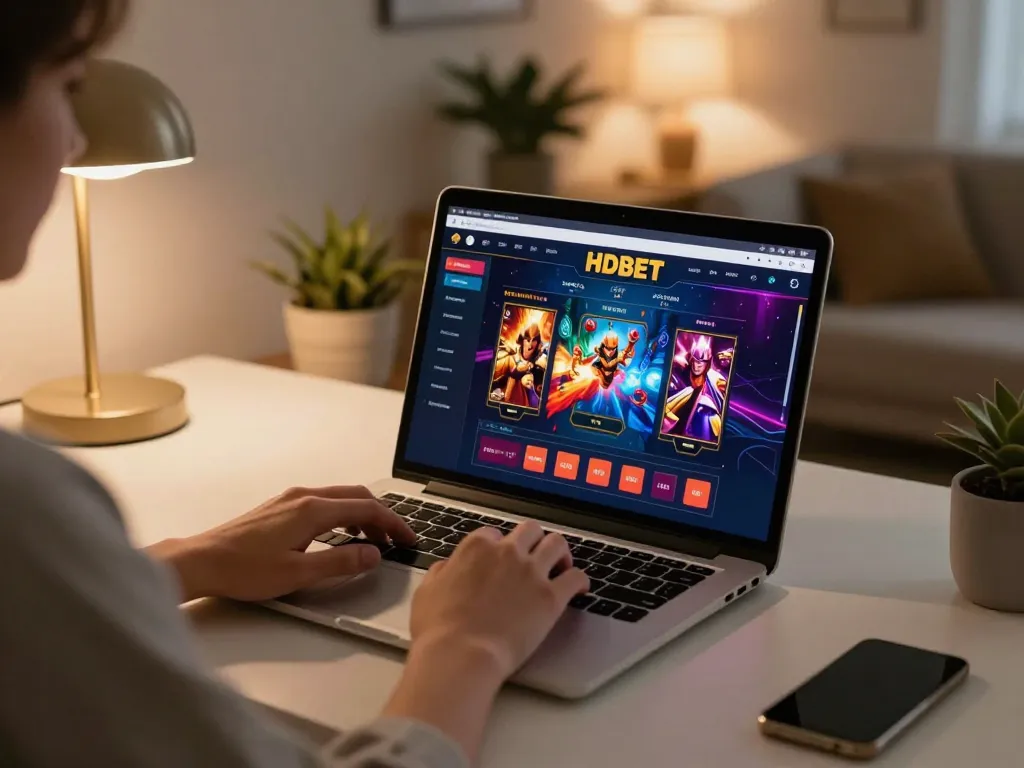 Players engaging in online gaming at HDBET, showcasing a vibrant gaming interface and cozy atmosphere.