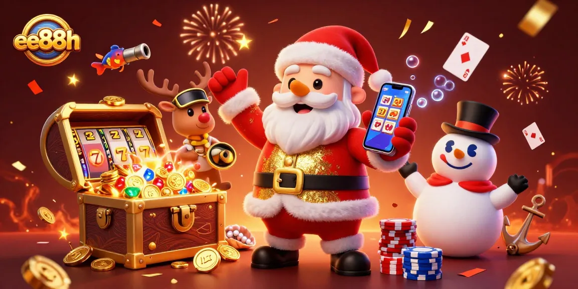 Engage with ee88h's thrilling jackpot slots scene featuring festive characters and underwater treasure.