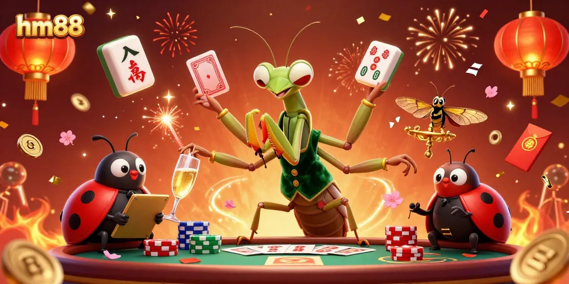 Experience the thrilling games at hm88 featuring a vibrant casino scene with lively characters.