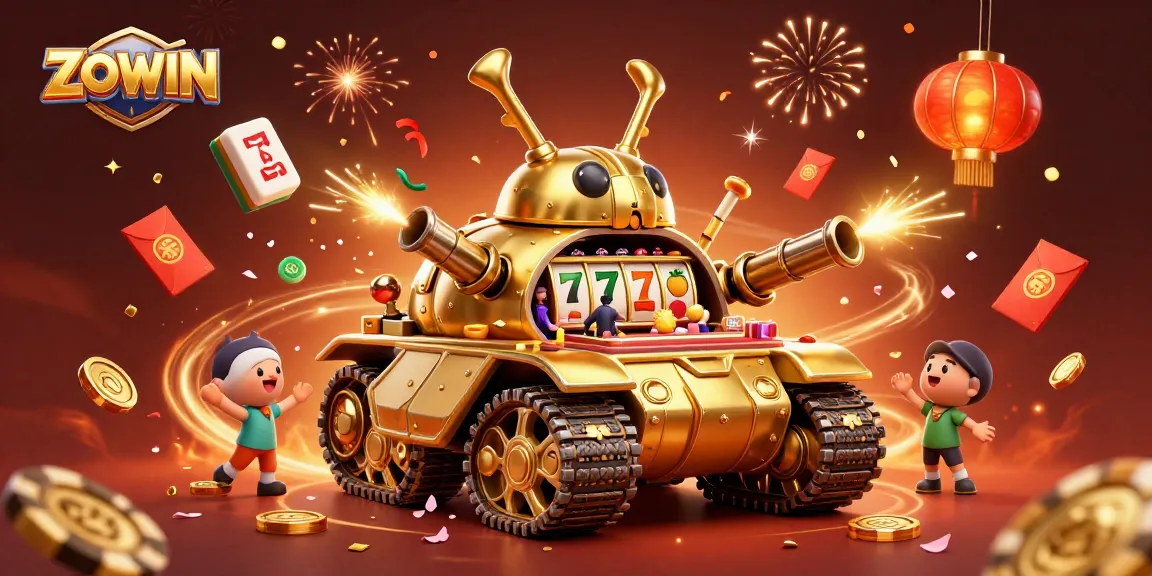 ZOWIN reveals an exciting miniature casino with dynamic slot elements, surrounded by festive decorations.
