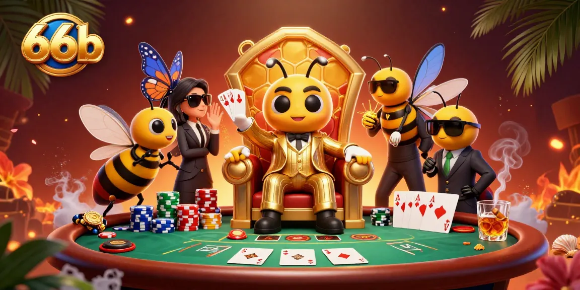 Experience the thrill of 66b with a vibrant 3D cartoon casino scene showcasing a buzzing gambling atmosphere.