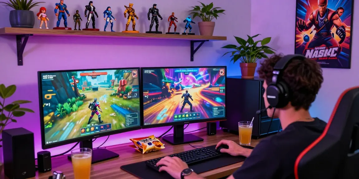 Engaged player enjoying an NSFW game in a vibrant gaming setup.