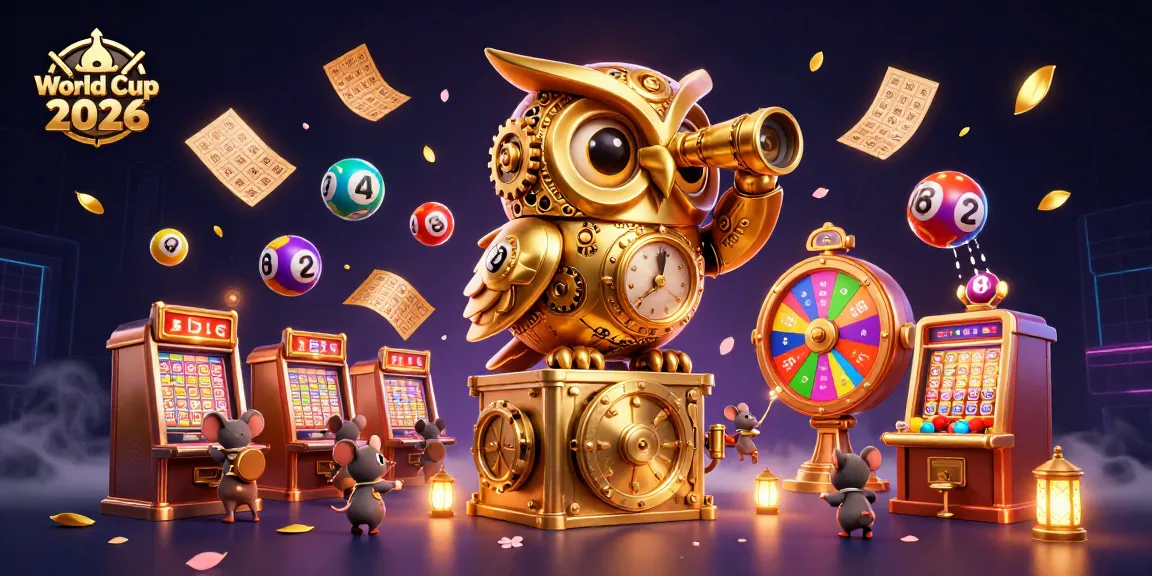 Engage in World Cup 2026-inspired gaming with dynamic visuals of a gold owl, lottery elements, and vibrant gaming themes.