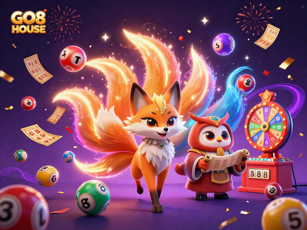Experience thrilling wins at GO8 HOUSE with vibrant casino elements and magical energy.