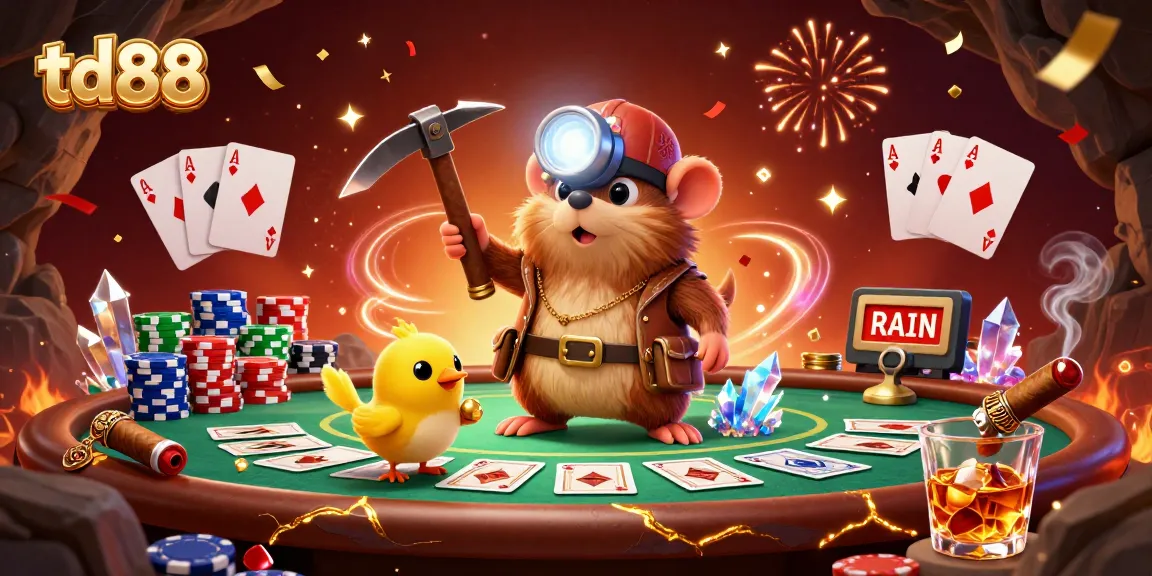 Experience thrilling gameplay at td88 with vibrant poker action in this engaging 3D illustration.