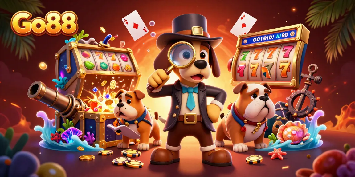 Go88 offers thrilling jackpot games featuring dynamic slot reels and golden clues in a vibrant 3D scene.