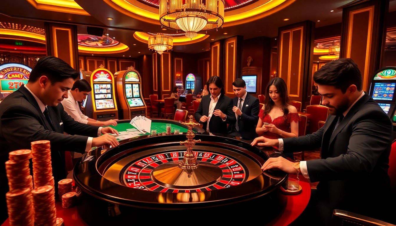 Exciting casino scene at 78WIN with roulette, poker chips, and players engaged in high-stakes play.