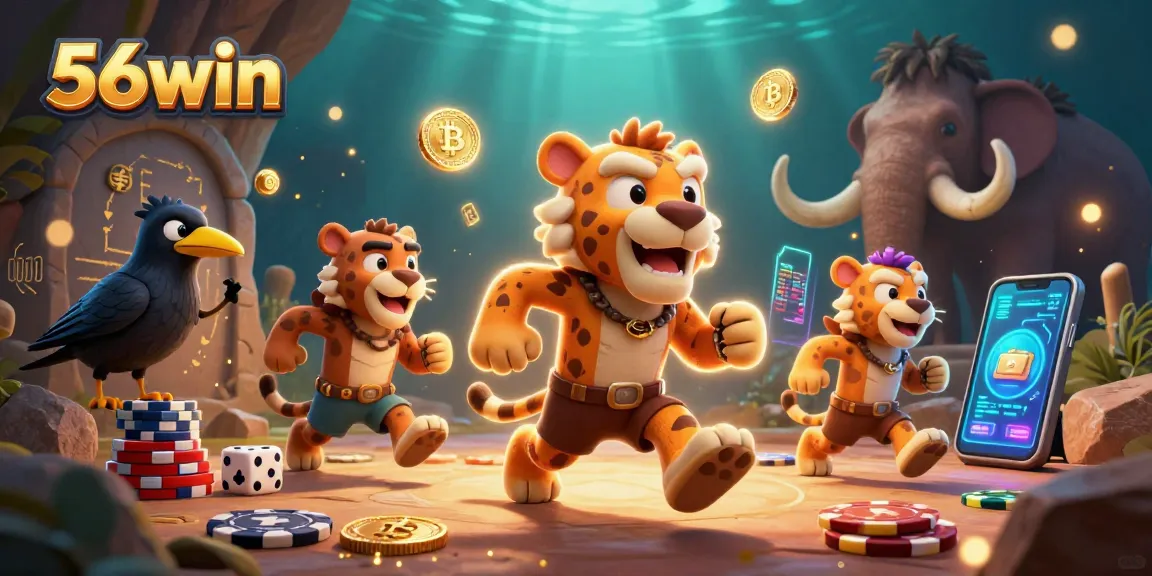 Engage with the thrilling 56win casino experience featuring vibrant characters and crypto elements.