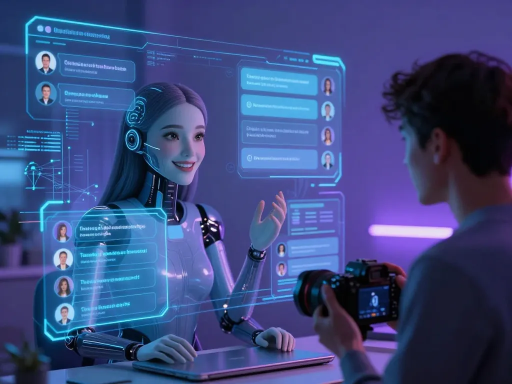 AI porn chat scene with interactive digital avatar engaging users in immersive conversations.