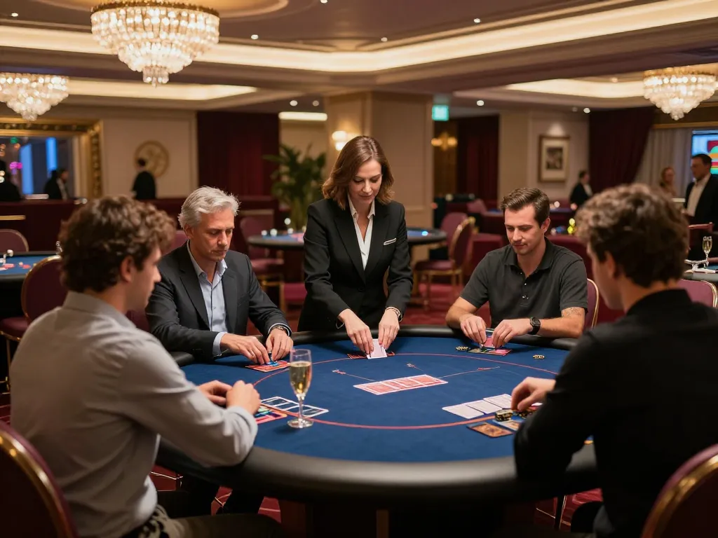 Experience high-stakes action at a poker table in an upscale casino featuring tr88 strategies.