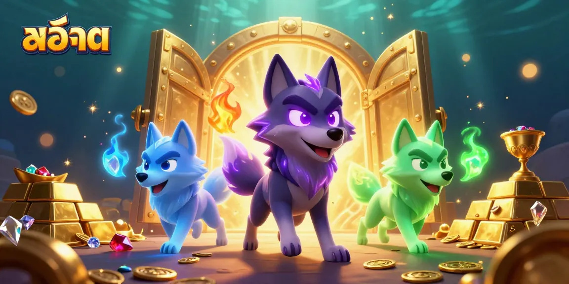 Experience the thrill of สล็อต with captivating characters and dazzling treasures in this immersive illustration.