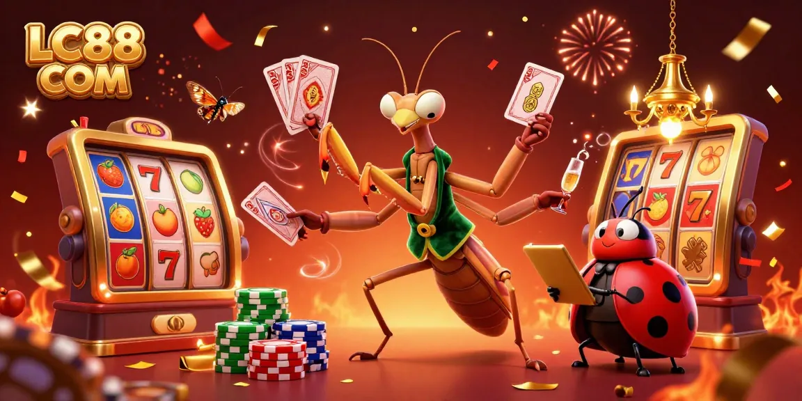 Engage in thrilling gaming at LC88 COM, featuring a vibrant casino scene filled with exciting elements.