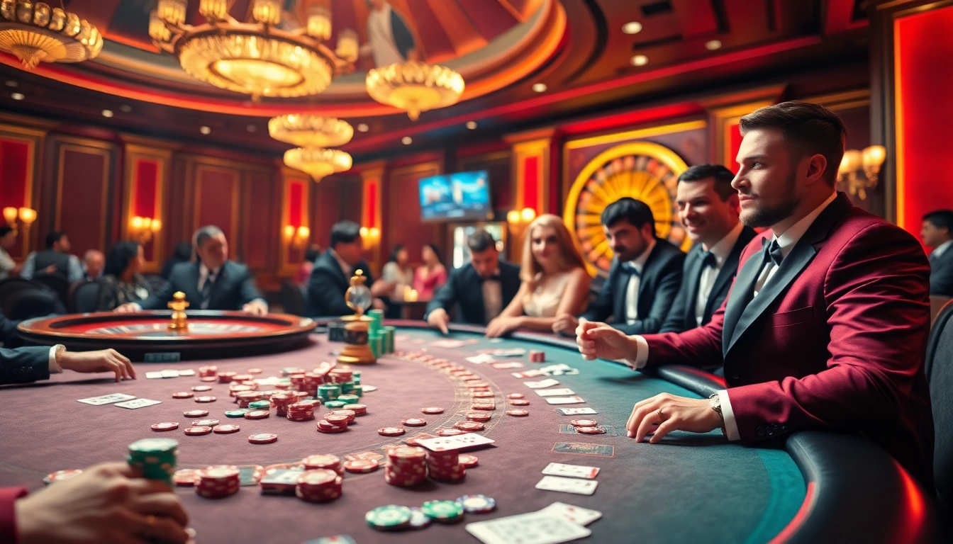 Experience the thrill of gambling at https://xx88.boats/, featuring a vibrant casino scene with poker chips and cards.
