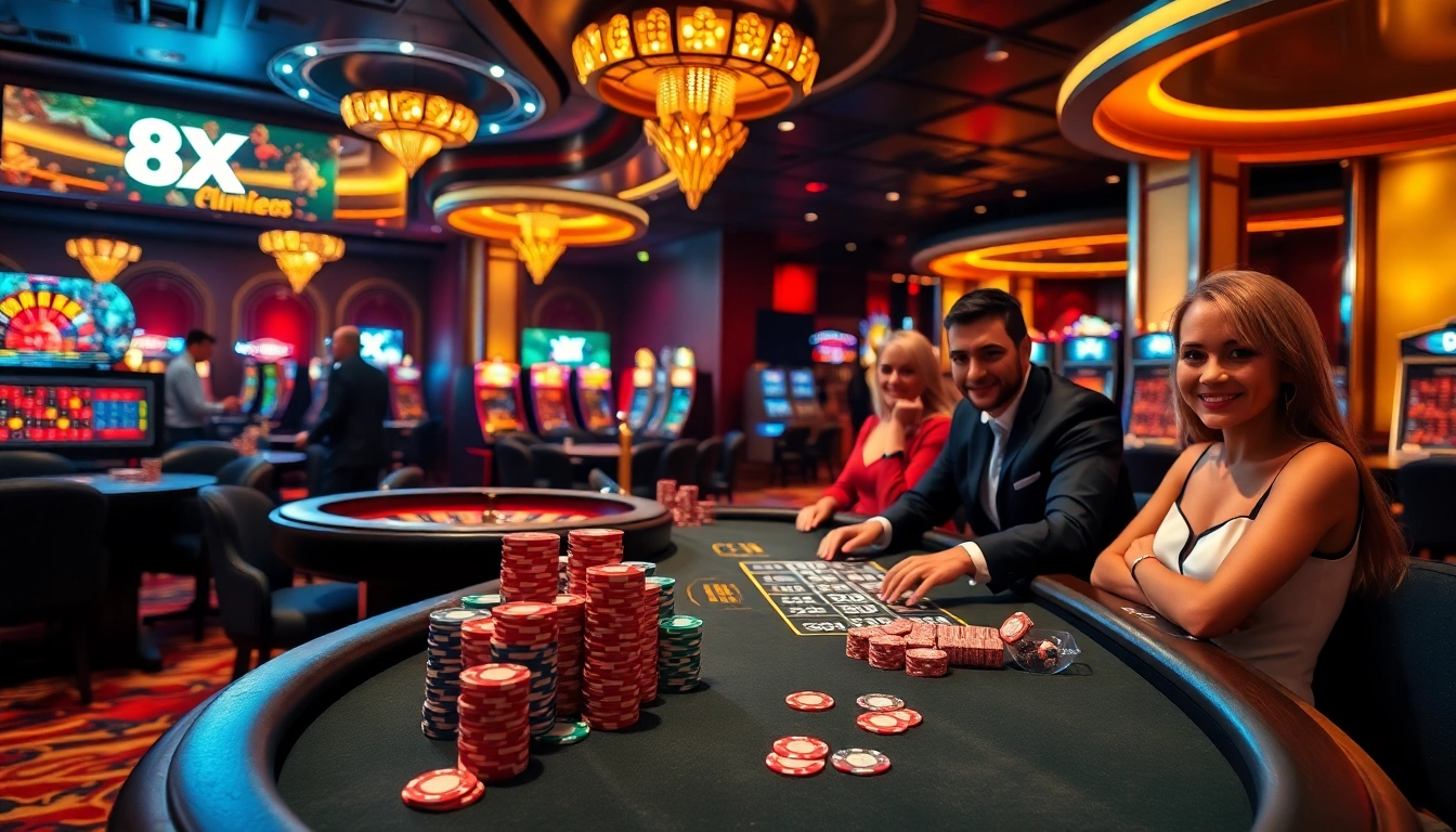Experience the thrill of 8XX casino games with exciting tables, chips, and professional dealers.