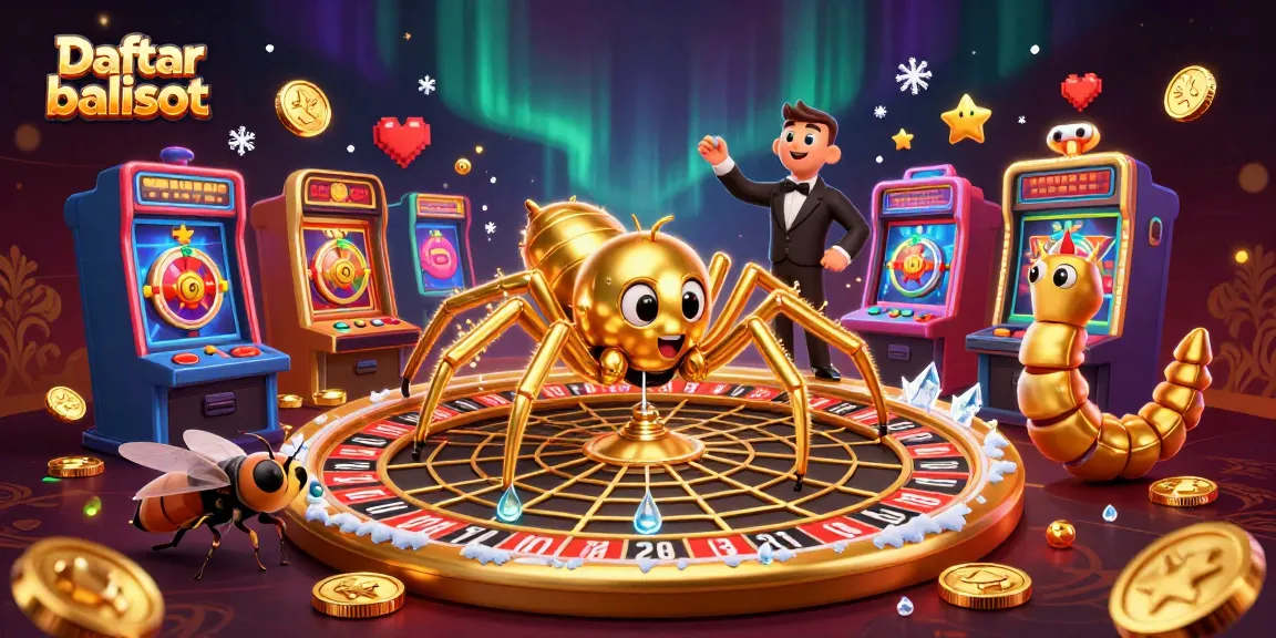 Daftar balisot features a golden spider and croupier in a dynamic online casino scene.