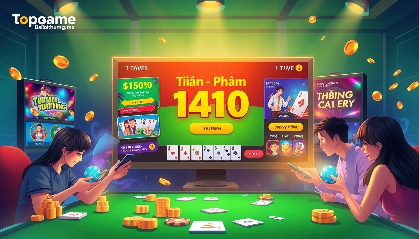 Exciting online card gaming scene for topgamebaidoithuong.mx, showcasing vibrant promotions and engaging players.