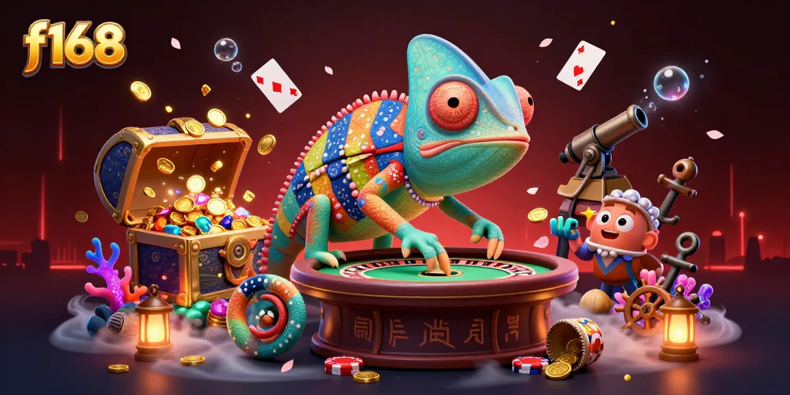 Experience the thrilling world of f168 with the colorful chameleon owner, vibrant casino games, and fortune-rich treasures.