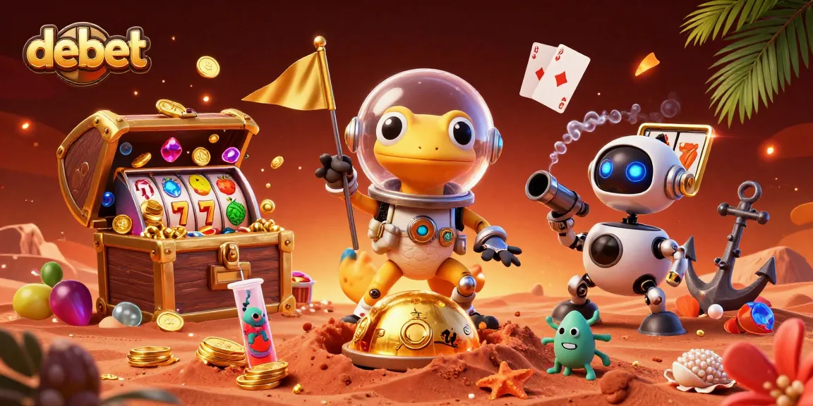 Engage in exciting casino adventures with debet, where a Martian gecko discovers a golden casino on Mars!