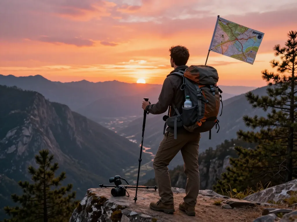 Amazing mountain view adventure with a traveler representing gem88.