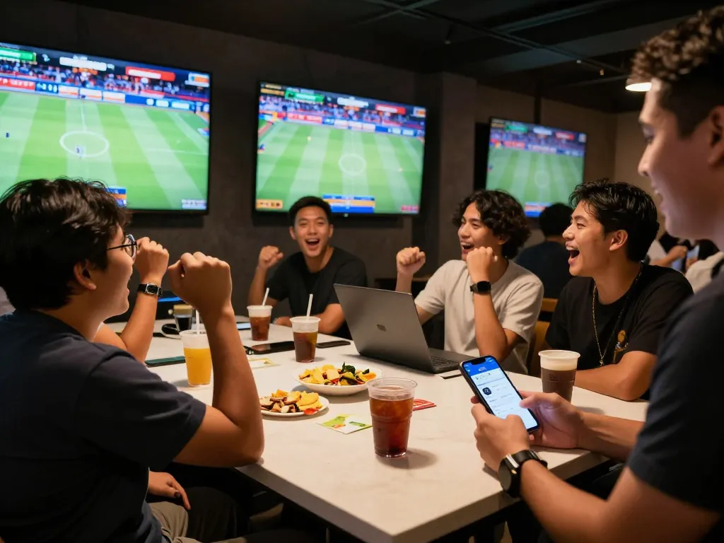 Fans placing bets on keonhacai while enjoying live sports, showcasing excitement and engagement.