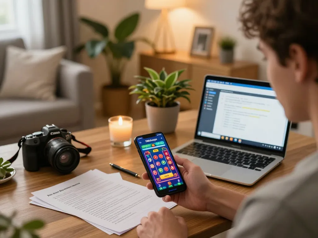 Engaging gameplay on the 789clubgo app in a vibrant home setting with strategy notes