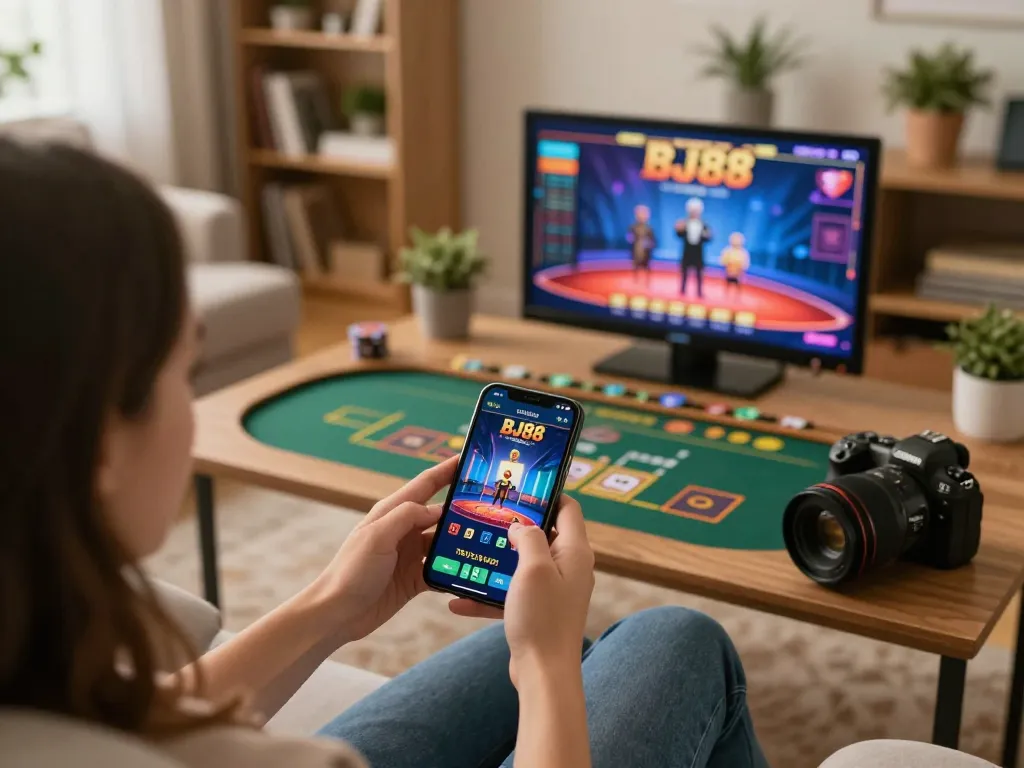 Engaging in a live dealer game on the BJ88 app for strategic home entertainment