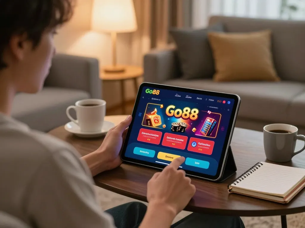 Loading Go88 casino app on tablet for an exciting online gaming experience.