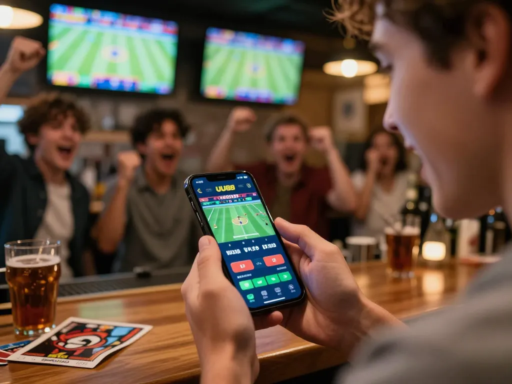 Celebrate winning a UU88 sports bet with cheering fans and an engaging smartphone interface