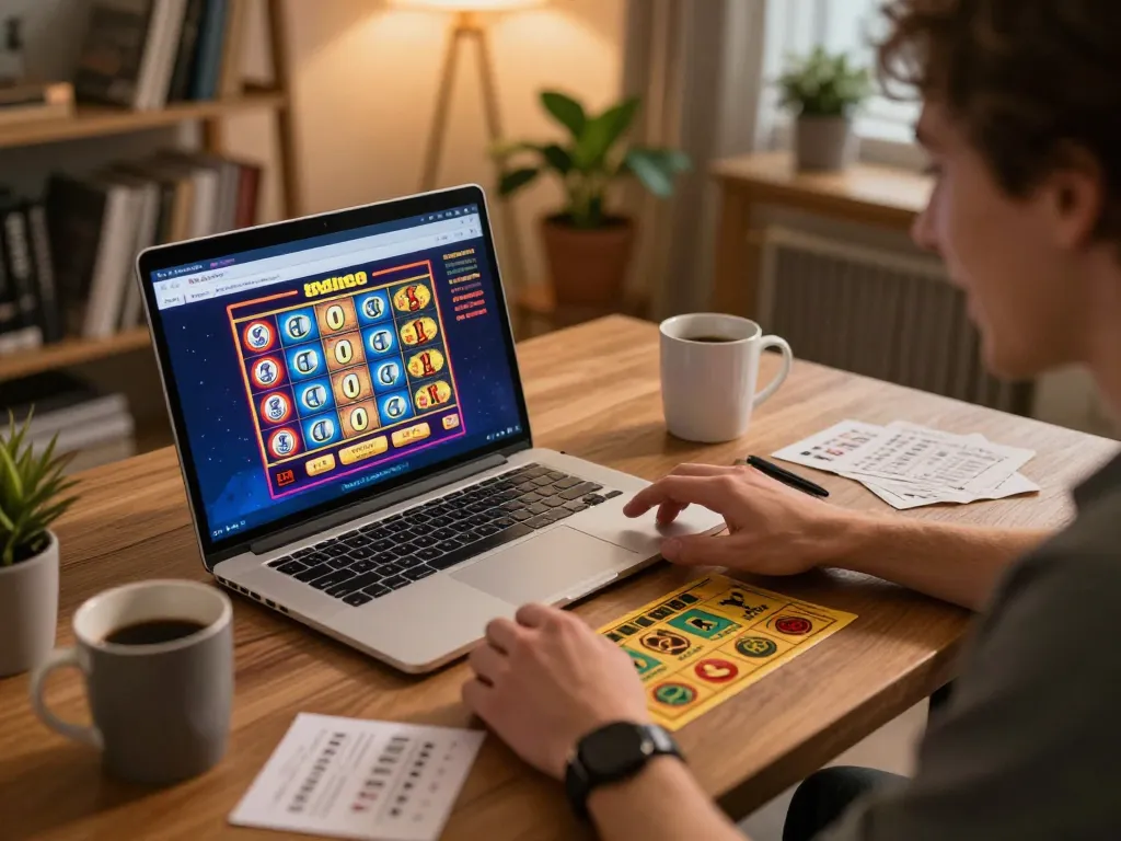 Engaging in online gaming with go99 on a laptop during a cozy home session